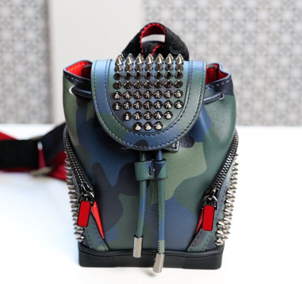 Christian Louboutin Explorafunk Keyring Camouflage Spiked Leather Mini Backpack